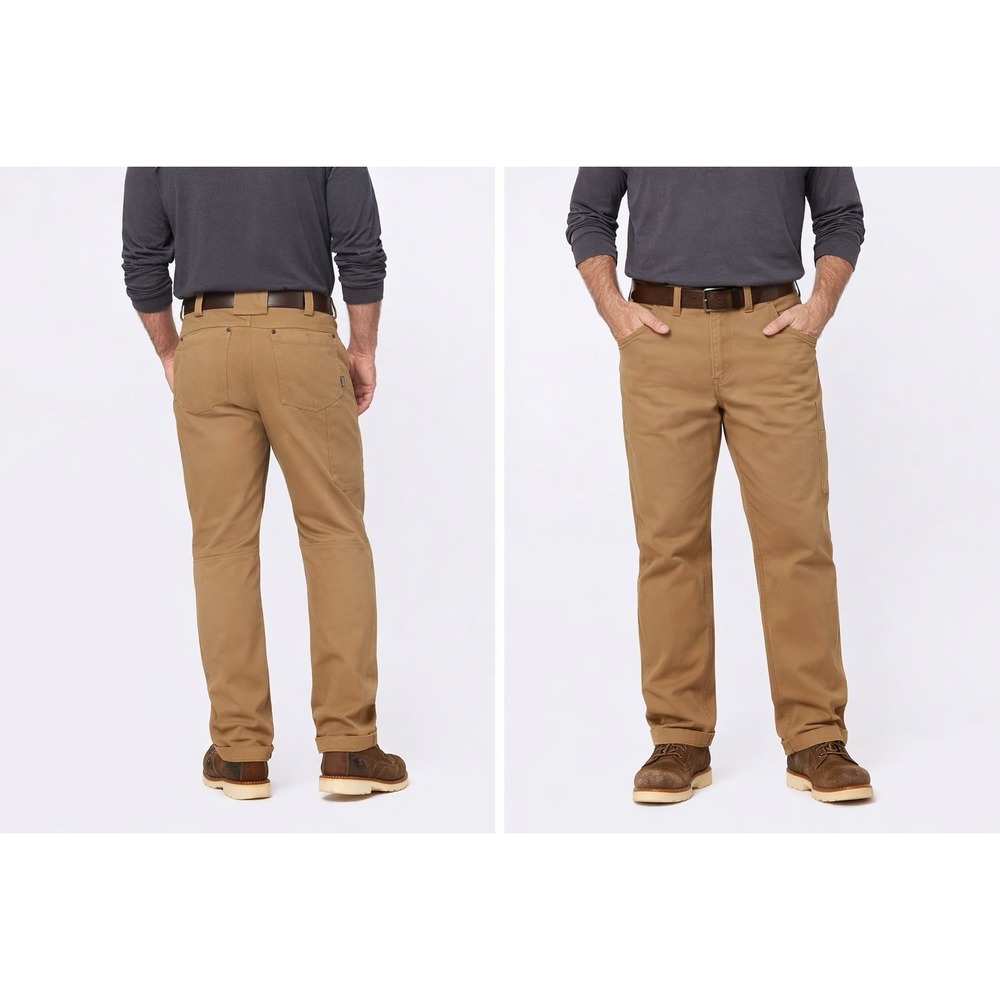 Duluth Trading Co Brown Canvas Work Pants 42x32 Relaxed Fit NWOT